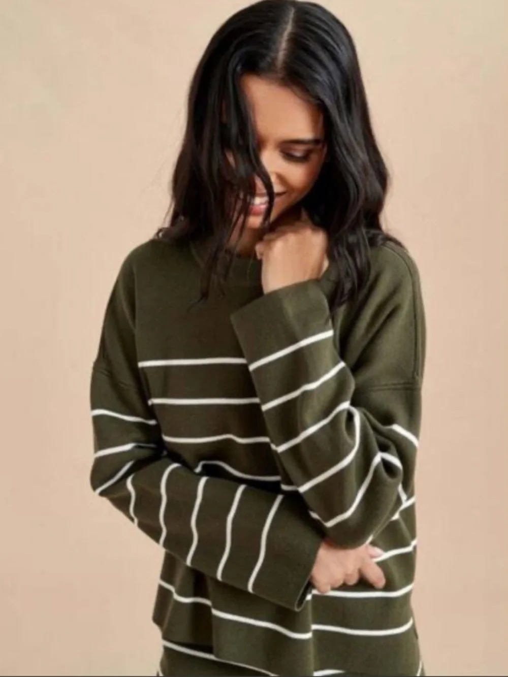 La Ligne Leo Sweater in Olive Stripe Size Medium - Picture 2 of 12